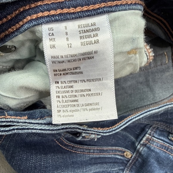 American Eagle Jeans Womens 8 Blue Kick Boot Mid Rise Super Stretch Medium Wash - Picture 4 of 13